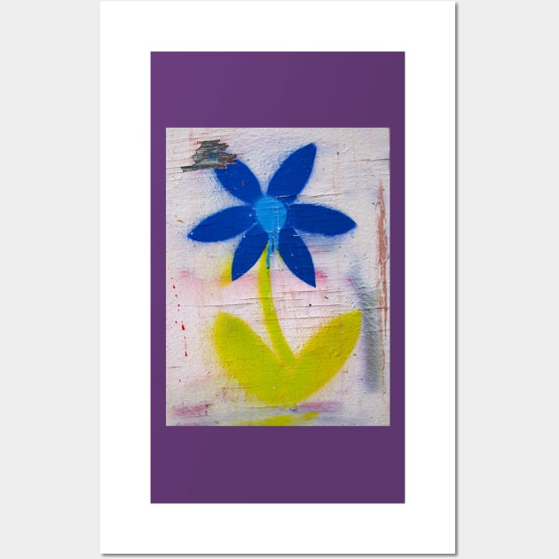 brick lane graffiti blue flower Wall Art by andalaimaging